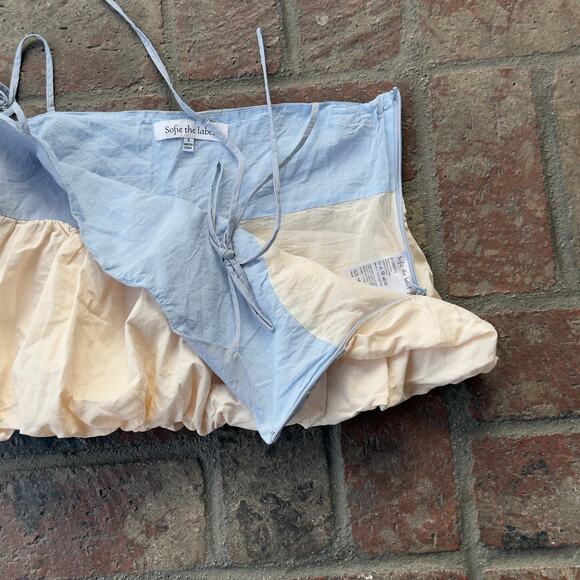 Sofie the Label Bubble Top Scalloped Neckline Blue Cream Tank Size S - Picture 6 of 7